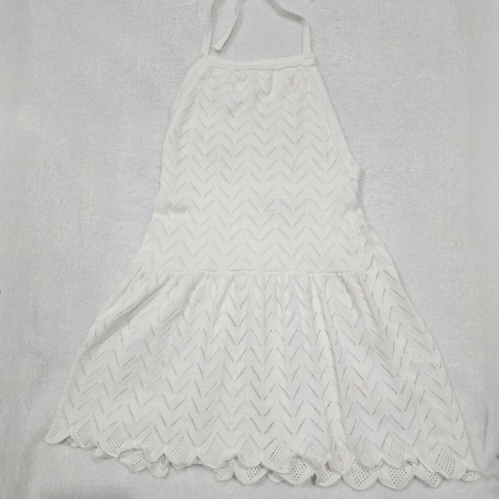 KNITS FOR LOVE & LEMONS ✦ White Chevron Knit Halter Top ✦ Scalloped Hem XS - Picture 6 of 13